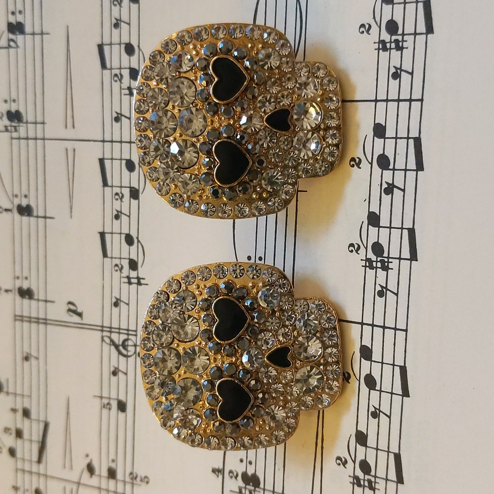 Rhinestone skull earrings